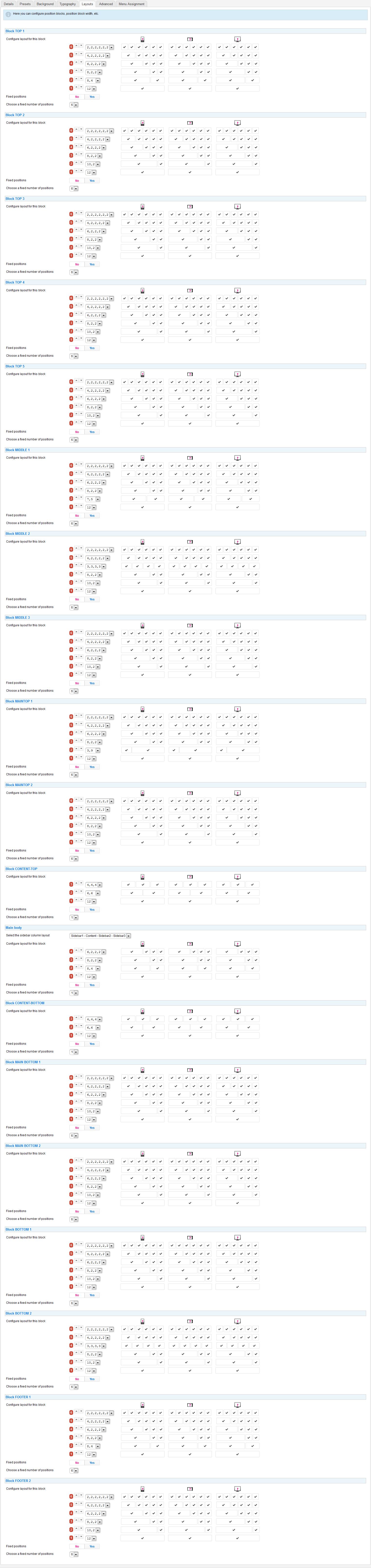 template configurations